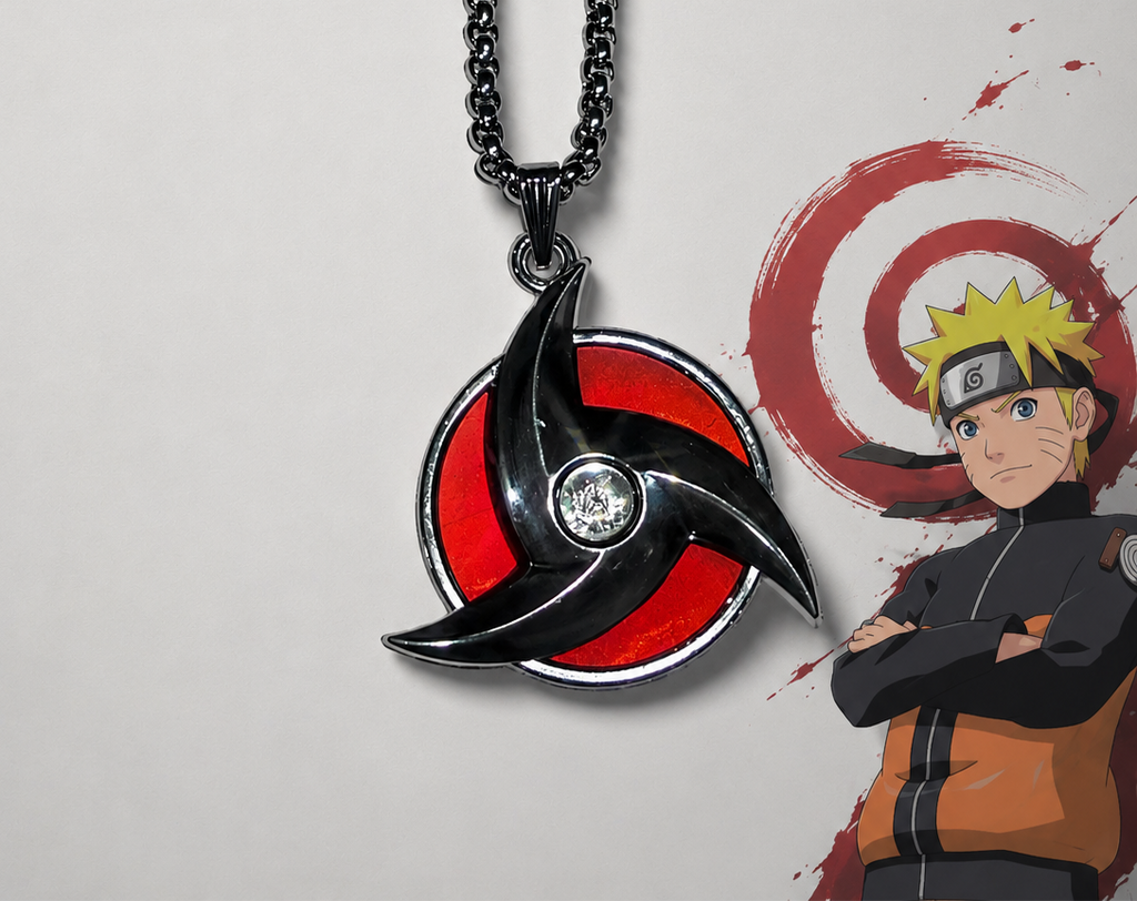 Naruto Itachi Sasuke Kakashi Sharingan Anime Necklace – Black Metal Pendant with Chain |