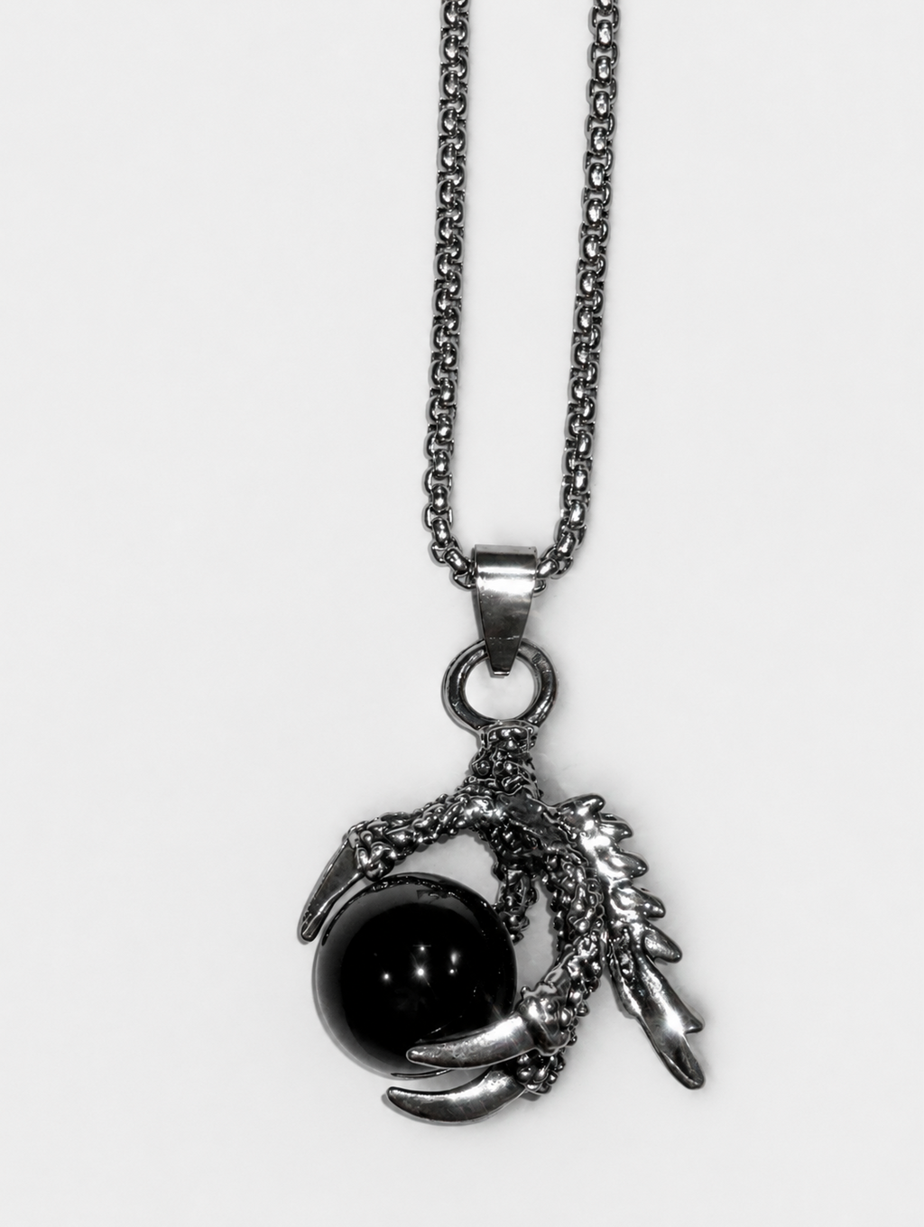 Punk Rock Stainless Steel Dragon Claw Pendant Crystal Ball Necklace,24inches Link Chain