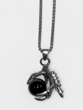 Punk Rock Stainless Steel Dragon Claw Pendant Crystal Ball Necklace,24inches Link Chain