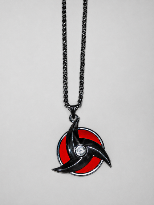 Naruto Itachi Sasuke Kakashi Sharingan Anime Necklace – Black Metal Pendant with Chain |