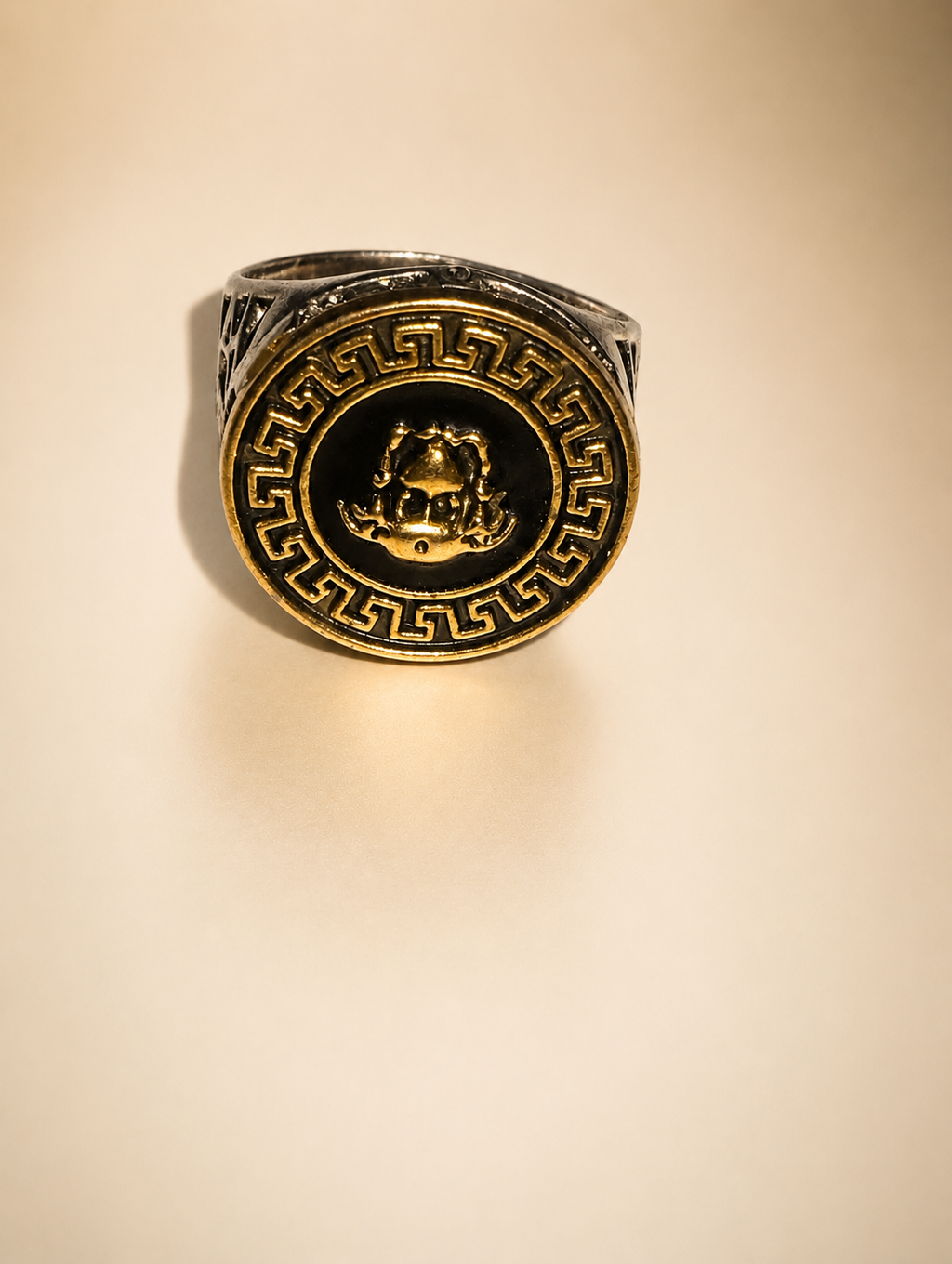 Luxury Medusa Greek Pattern Statement Ring for Men | Vintage Gold & Silver Designer Fashion Ring | Premium Party & Casual Jewelry